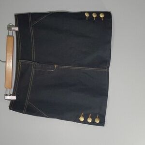 BisouBisou skirt women's size 12 black false pockets trendy denim mini skirt